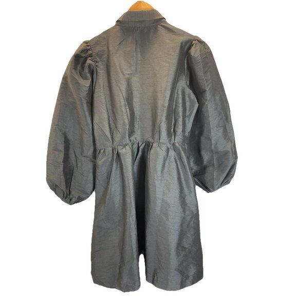 eshakti Black Puff long sleeve taffeta Fit And Flare Dress Size M Classic Career - Picture 2 of 9